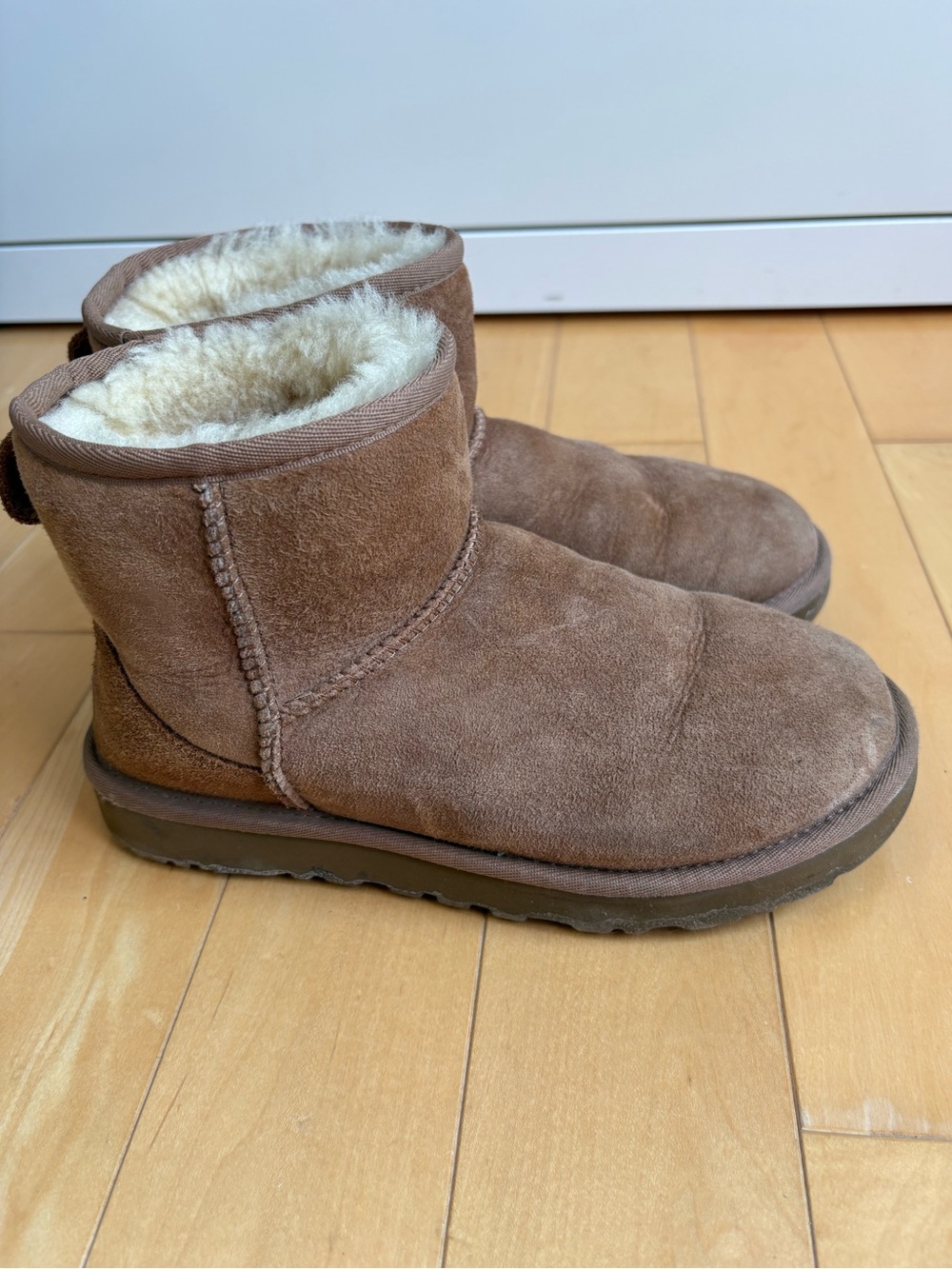 UGG Chestnut Brown Classic Mini Shearling-Lined Suede Boots